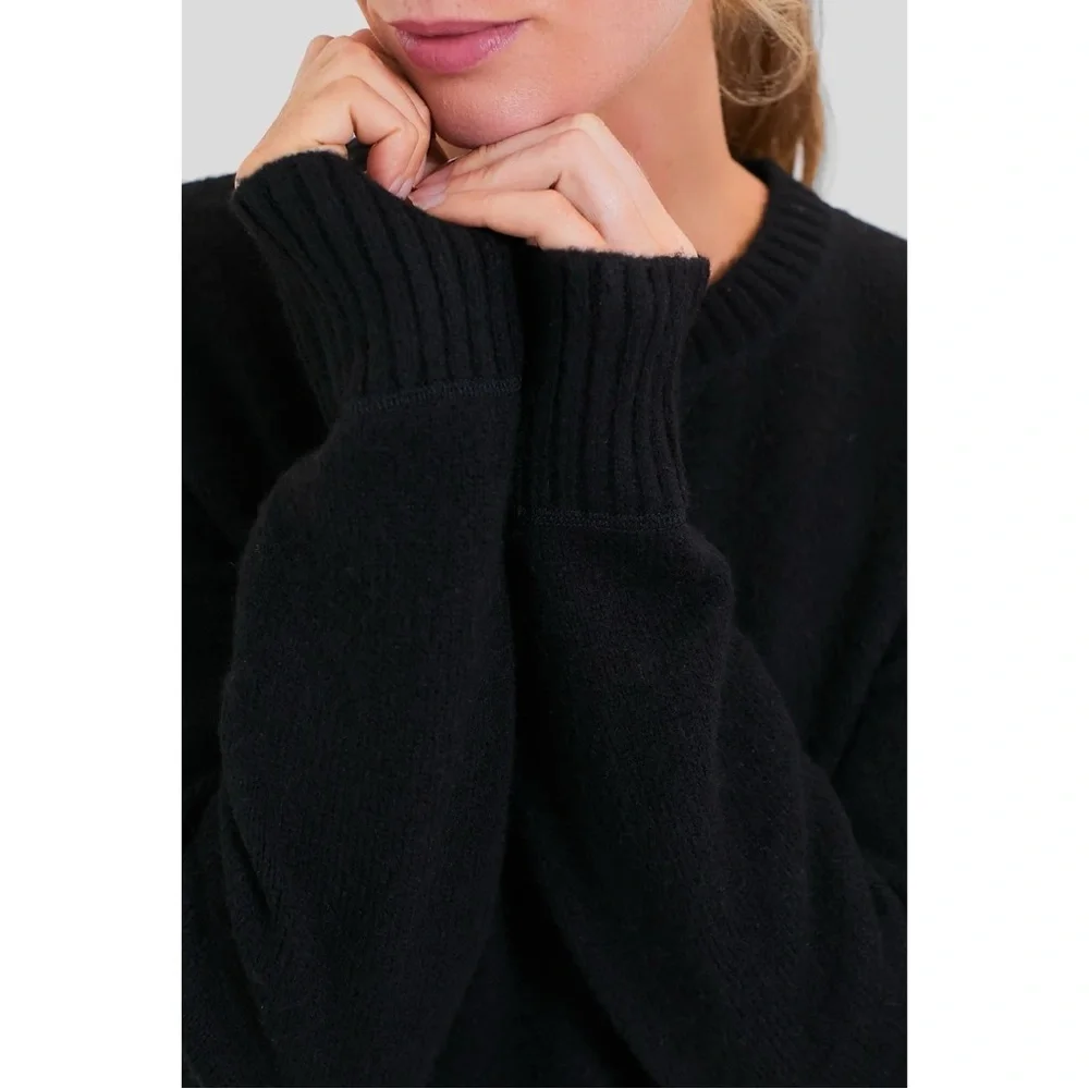 Tuckernuck Faris Pullover Sweater Womens XL Comfy Cozy Black Minimalist Chic NWT